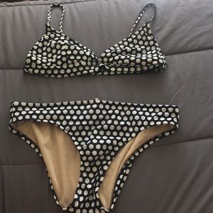J. Crew navy and white polka dot bikini